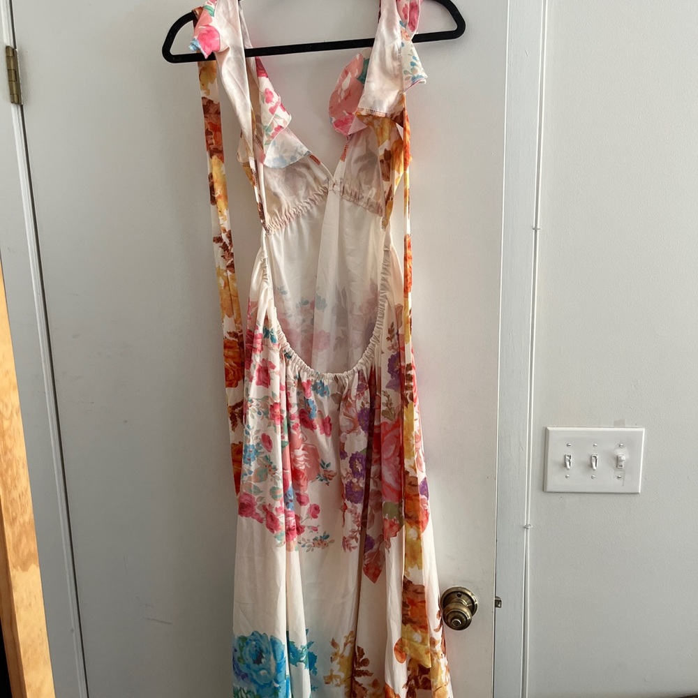 Floral Halter Maxi Dress in Cream and Multicolor - Picture 2 of 2